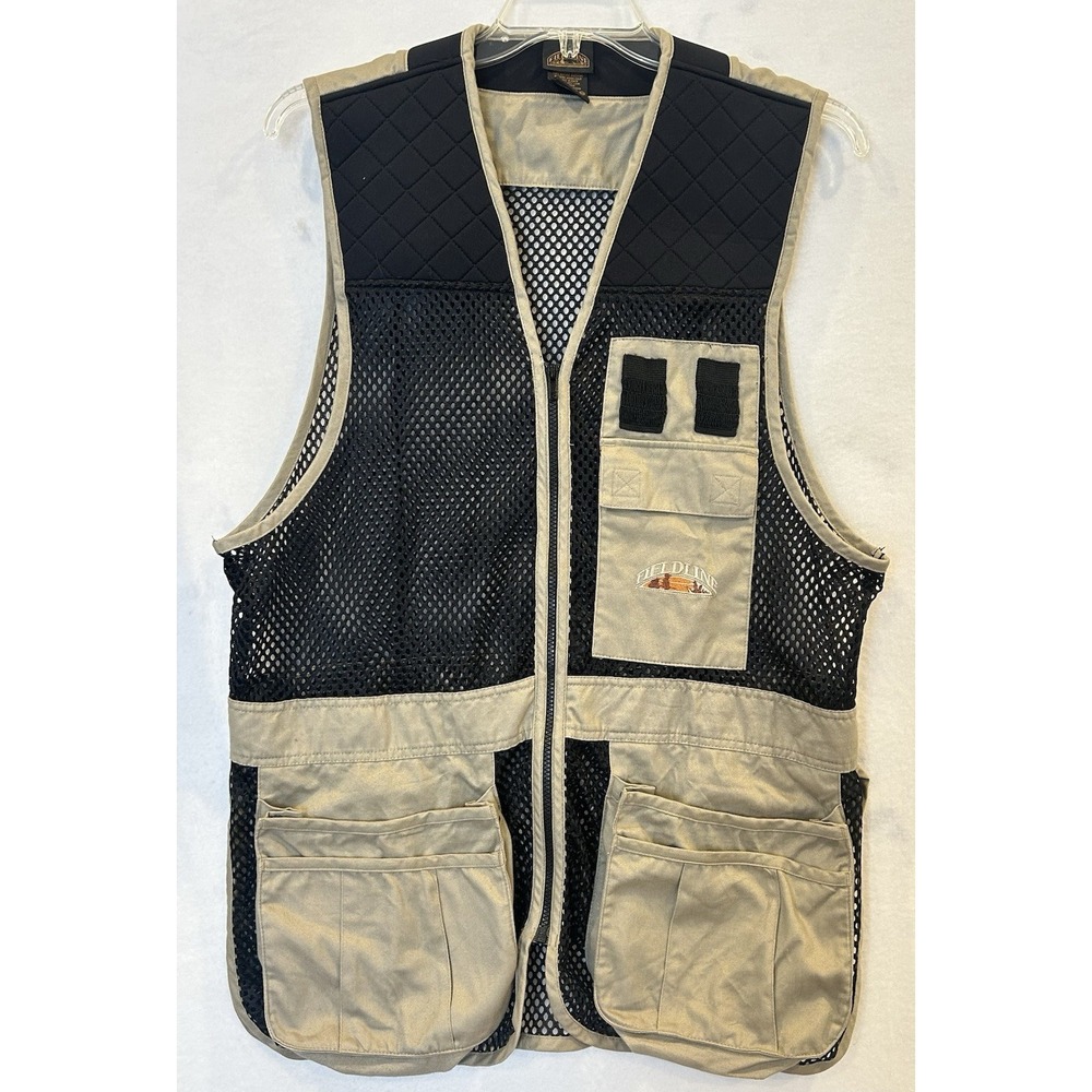 Fieldline Tan With Black Mesh Hunting Shooting Vest Mens Size M/L 38-44 Pockets